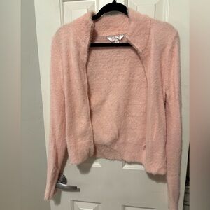 Pink Fuzzy Zip up sweater